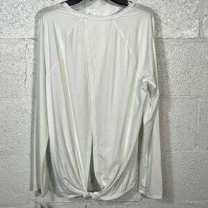 ID Ideology Women's Active Perforated Tie-Back Long-Sleeve Top White medium